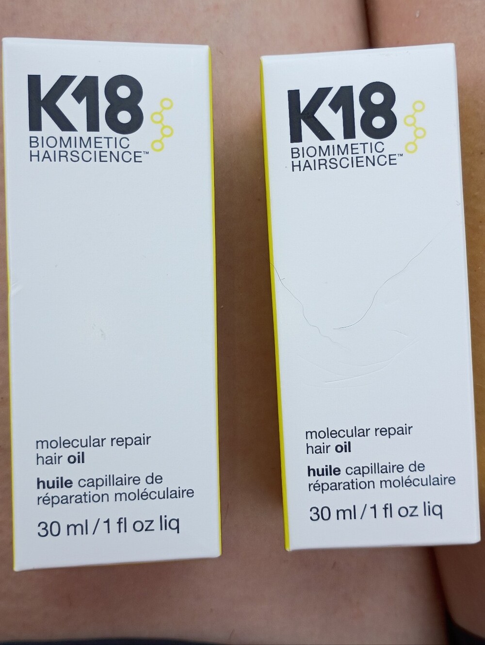 LOT OF 2, K18 Biomimetic Hairscience molecular repair hair oils 30ml/1 oz each